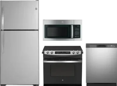 4 Piece Package Includes Refrigerator, Range, Microwave And Dishwasher