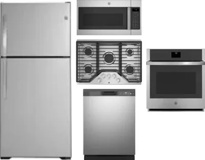 5 Piece Package Includes Refrigerator, Cooktop, Wall Oven, Microwave And Dishwasher