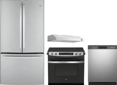 4 Piece Package Includes Refrigerator, Range, Hood And Dishwasher