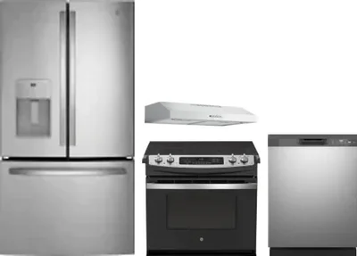 4 Piece Package Includes Refrigerator, Range, Hood And Dishwasher