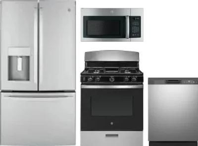 4 Piece Package Includes Refrigerator, Range, Microwave And Dishwasher
