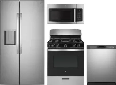 4 Piece Package Includes Refrigerator, Range, Microwave And Dishwasher
