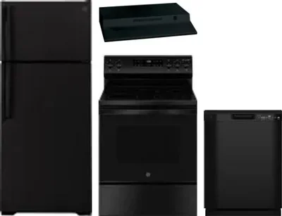 4 Piece Package Includes Refrigerator, Range, Hood And Dishwasher