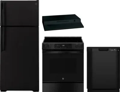4 Piece Package Includes Refrigerator, Range, Hood And Dishwasher