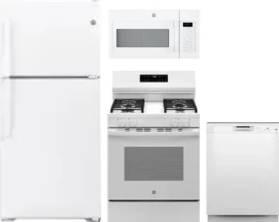 4 Piece Package Includes Refrigerator, Range, Microwave And Dishwasher