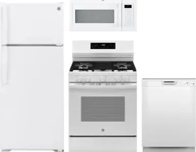 4 Piece Package Includes Refrigerator, Range, Microwave And Dishwasher