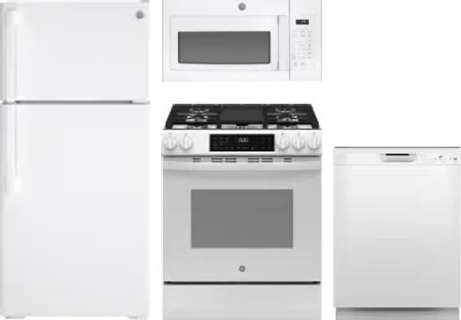 4 Piece Package Includes Refrigerator, Range, Microwave And Dishwasher