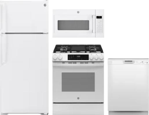 4 Piece Package Includes Refrigerator, Range, Microwave And Dishwasher