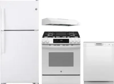 4 Piece Package Includes Refrigerator, Range, Hood And Dishwasher