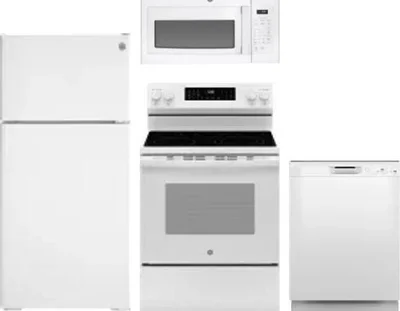 4 Piece Package Includes Refrigerator, Range, Microwave And Dishwasher