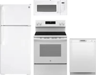 4 Piece Package Includes Refrigerator, Range, Microwave And Dishwasher