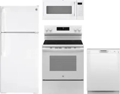 4 Piece Package Includes Refrigerator, Range, Microwave And Dishwasher