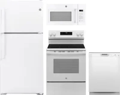 4 Piece Package Includes Refrigerator, Range, Microwave And Dishwasher