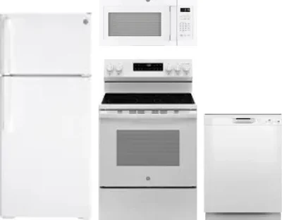 4 Piece Package Includes Refrigerator, Range, Microwave And Dishwasher