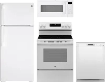 4 Piece Package Includes Refrigerator, Range, Microwave And Dishwasher