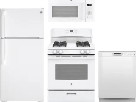 4 Piece Package Includes Refrigerator, Range, Microwave And Dishwasher