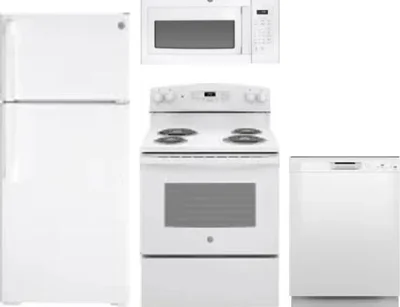 4 Piece Package Includes Refrigerator, Range, Microwave And Dishwasher
