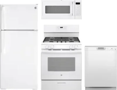 4 Piece Package Includes Refrigerator, Range, Microwave And Dishwasher