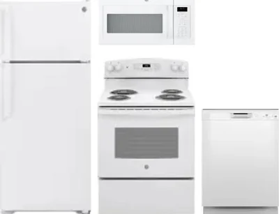 4 Piece Package Includes Refrigerator, Range, Microwave And Dishwasher