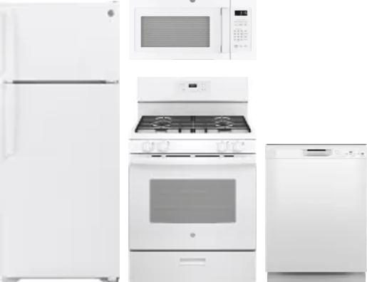 4 Piece Package Includes Refrigerator, Range, Microwave And Dishwasher