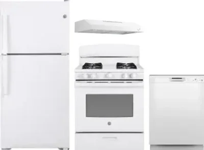 4 Piece Package Includes Refrigerator, Range, Hood And Dishwasher