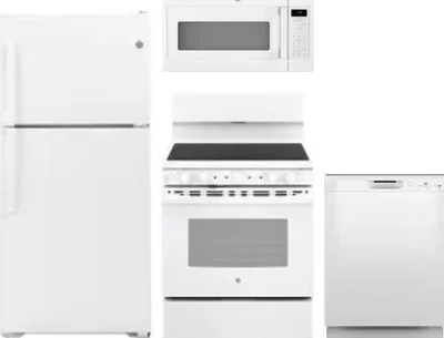 4 Piece Package Includes Refrigerator, Range, Microwave And Dishwasher