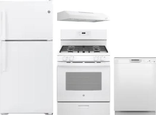 4 Piece Package Includes Refrigerator, Range, Hood And Dishwasher