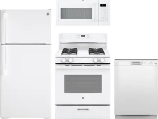 4 Piece Package Includes Refrigerator, Range, Microwave And Dishwasher