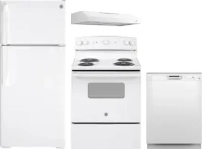 4 Piece Package Includes Refrigerator, Range, Hood And Dishwasher