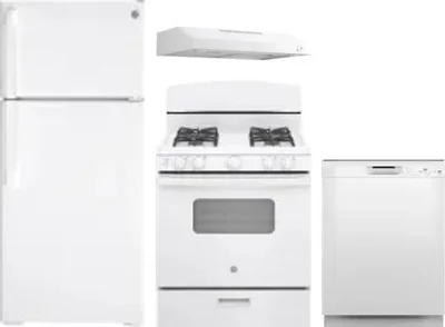 4 Piece Package Includes Refrigerator, Range, Hood And Dishwasher