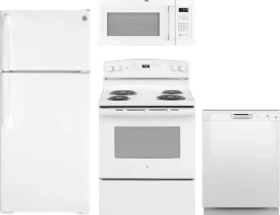4 Piece Package Includes Refrigerator, Range, Microwave And Dishwasher