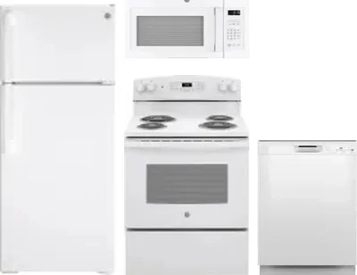 4 Piece Package Includes Refrigerator, Range, Microwave And Dishwasher