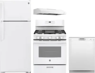 4 Piece Package Includes Refrigerator, Range, Hood And Dishwasher