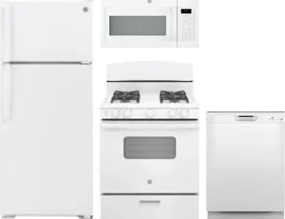 4 Piece Package Includes Refrigerator, Range, Microwave And Dishwasher