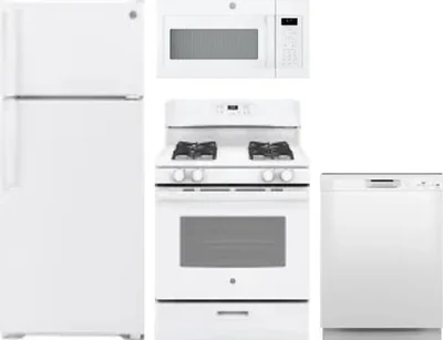 4 Piece Package Includes Refrigerator, Range, Microwave And Dishwasher