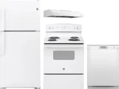 4 Piece Package Includes Refrigerator, Range, Hood And Dishwasher