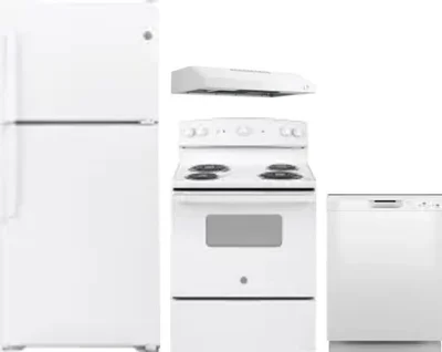4 Piece Package Includes Refrigerator, Range, Hood And Dishwasher