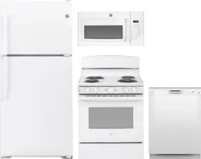 4 Piece Package Includes Refrigerator, Range, Microwave And Dishwasher