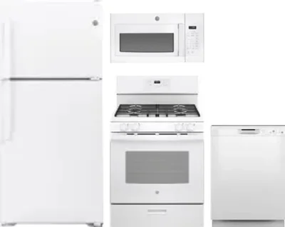 4 Piece Package Includes Refrigerator, Range, Microwave And Dishwasher