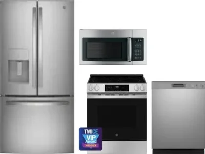 4 Piece Package Includes Refrigerator, Range, Microwave And Dishwasher