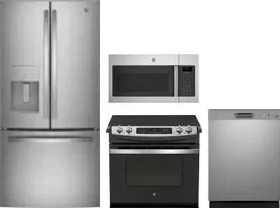4 Piece Package Includes Refrigerator, Range, Microwave And Dishwasher
