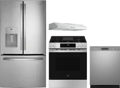 4 Piece Package Includes Refrigerator, Range, Hood And Dishwasher