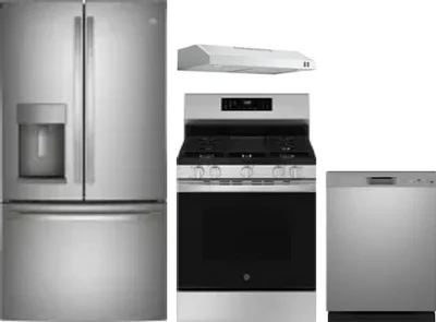 4 Piece Package Includes Refrigerator, Range, Hood And Dishwasher