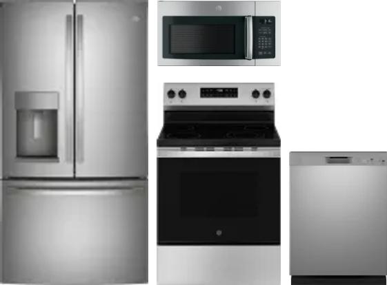 4 Piece Package Includes Refrigerator, Range, Microwave And Dishwasher
