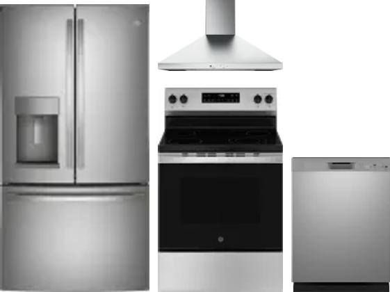 4 Piece Package Includes Refrigerator, Range, Hood And Dishwasher