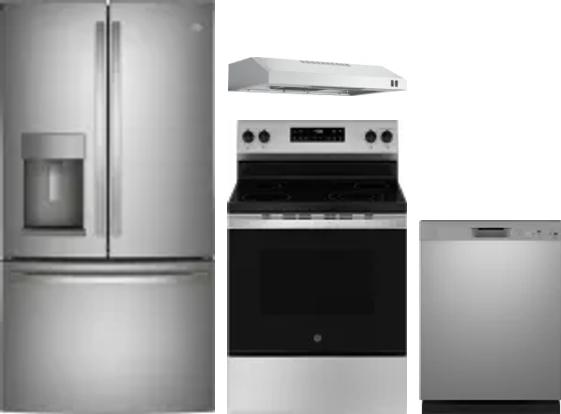 4 Piece Package Includes Refrigerator, Range, Hood And Dishwasher
