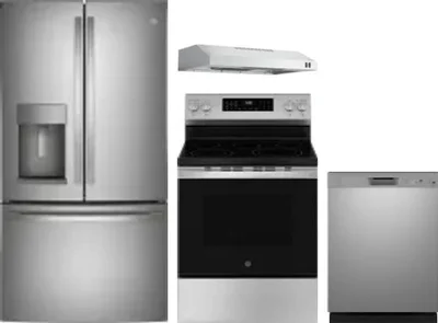 4 Piece Package Includes Refrigerator, Range, Hood And Dishwasher