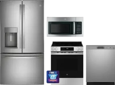 4 Piece Package Includes Refrigerator, Range, Microwave And Dishwasher
