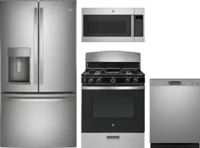 4 Piece Package Includes Refrigerator, Range, Microwave And Dishwasher