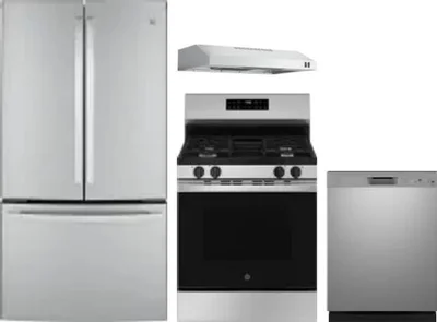4 Piece Package Includes Refrigerator, Range, Hood And Dishwasher